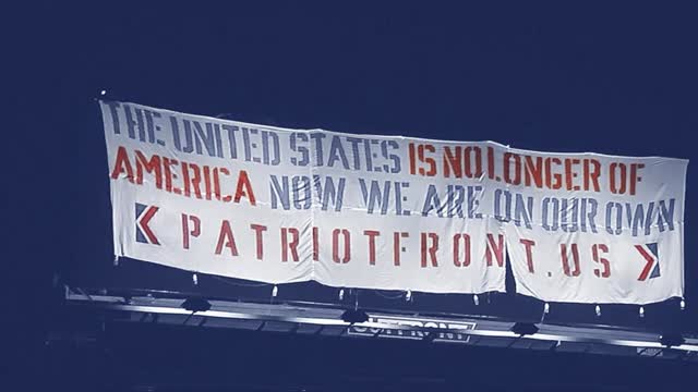 Patriot Front Activists Cover BLM Billboard